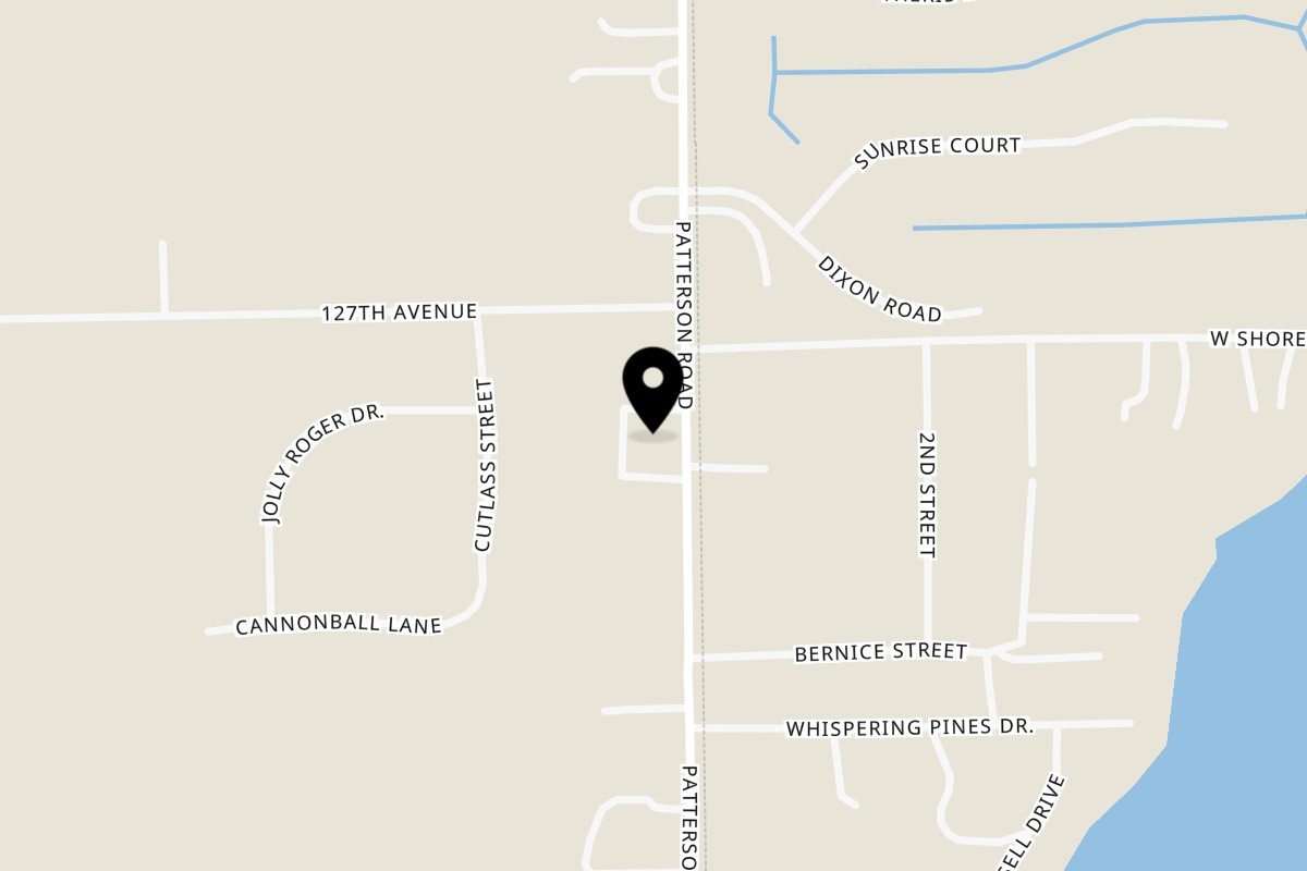 Map showing the location of Russo’s Pizzeria Bar & Grille Gun Lake on 2688 South Patterson Road in Wayland