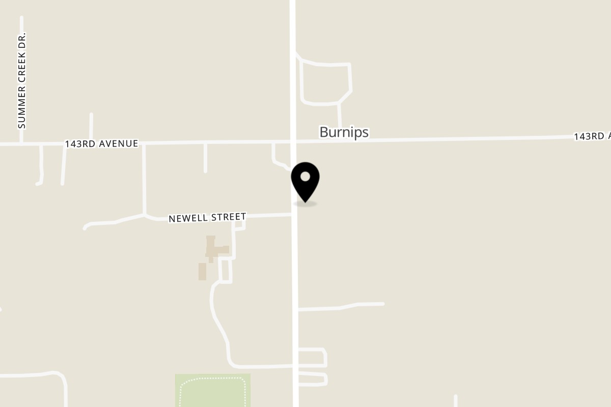 Map showing the location of Russo’s Pizzeria Bar & Grille Burnips on 4285 30th Street in Dorr